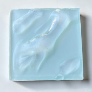 Set of 6 customized 3D texture hand crafted artisan wavy glass tiles, decorative wave glass accents, kitchen bathroom shower home backsplash