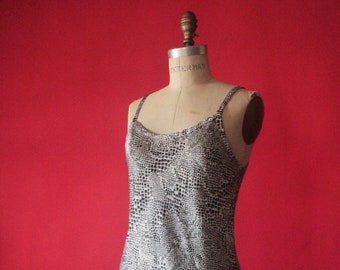 Vintage 90&#39;s Black and White Animal Print Slip Dress by Gilligan & O&#39;Malley size S