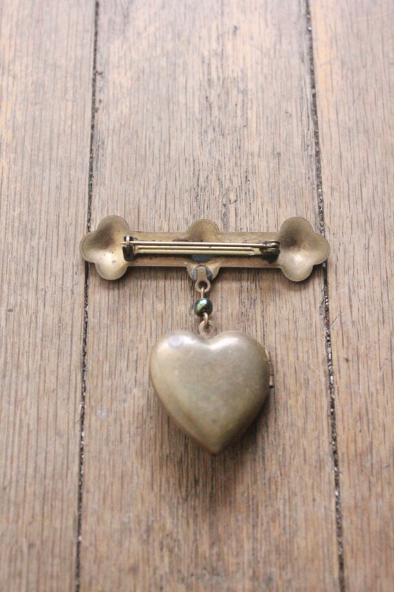 Vintage 90's Art Nouveau Style Brass Ornate Heart… - image 9
