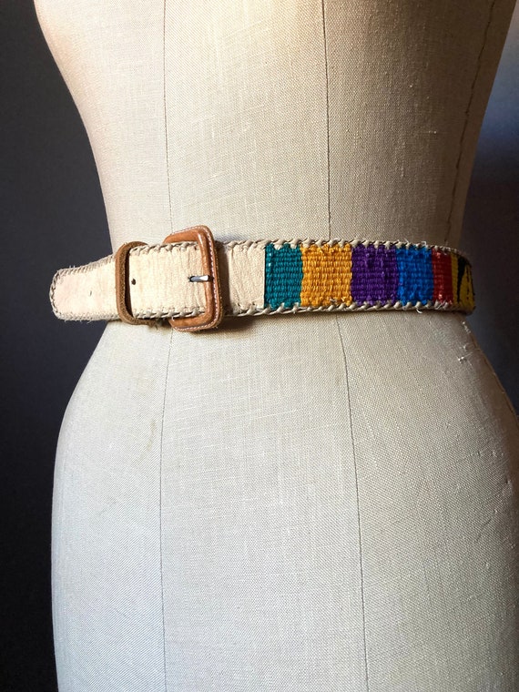 Vintage Ethnic Guatemalan Serape Leather Belt