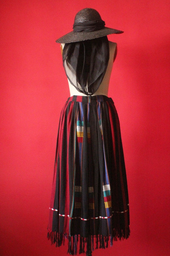 Vintage 70's Black, Red, Yellow, Blue Multicolor F