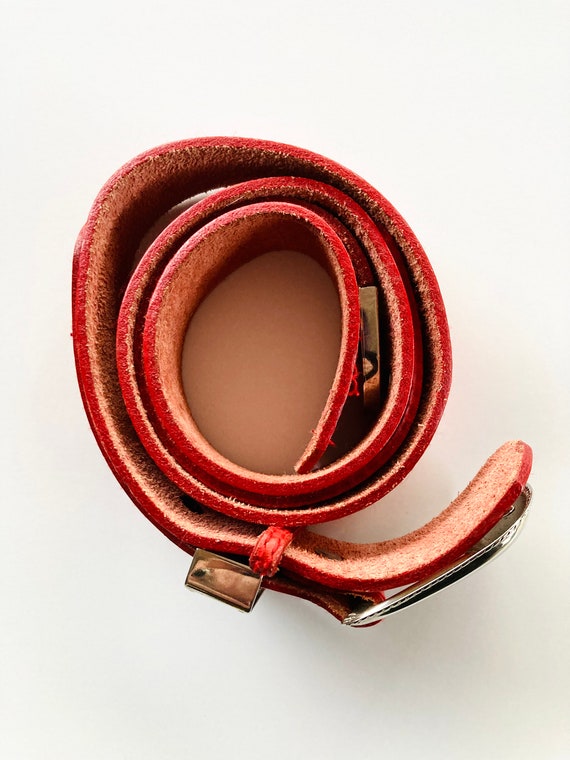 Vintage 80’s Western Red Leather Ranger Belt by C… - image 2