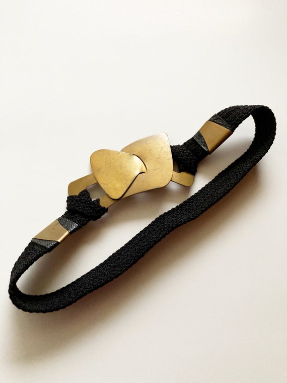 Vintage 70s Brutalist Abstract Brass Lock Belt Vintage 70 main image 4