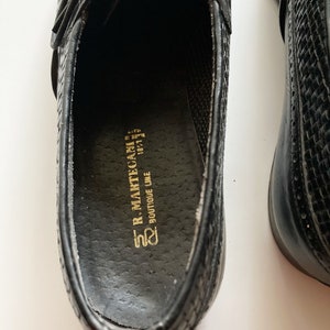 Vintage 70-/80-tals R Martegani Boutique Line svarta vävda läder Oxfords med snörning, loafers storlek 10, tillverkade i Italien bild 9