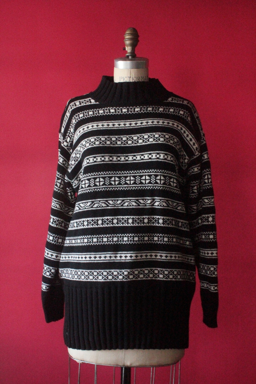 売れ筋ランキングも掲載中！ 90's Vintage Gap Nordic Pullover Knit Cotton White and Black トップス