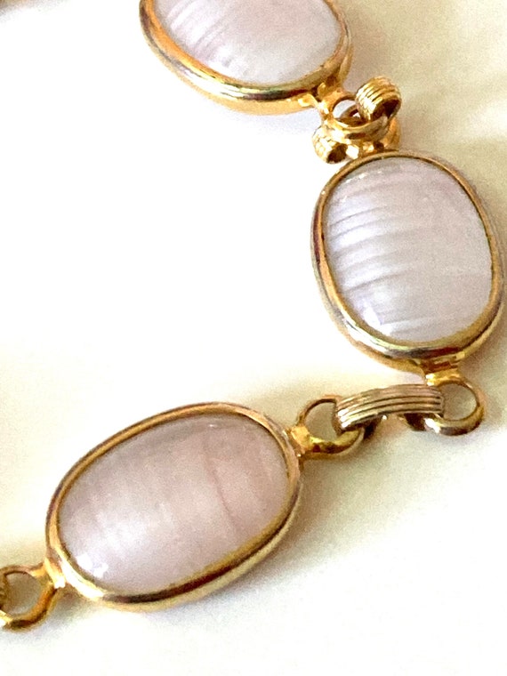 Vintage 60’s Sarah Coventry Pink Rose Quartz Link… - image 7