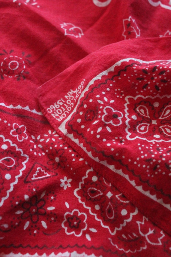 Vintage 50's/60's Red Bandana 100 Percent Cotton … - image 4