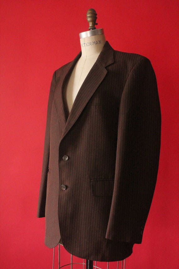 Vintage 70's Chocolate Brown Pinstripe Men's Suit