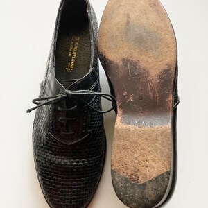 Vintage 70-/80-tals R Martegani Boutique Line svarta vävda läder Oxfords med snörning, loafers storlek 10, tillverkade i Italien bild 6