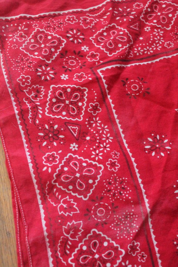 Vintage 50's/60's Red Bandana 100 Percent Cotton … - image 7