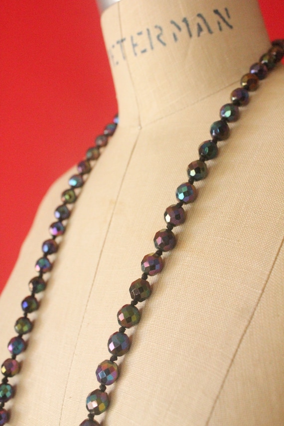 Vintage 30's Art Deco Black Beaded Faceted Carniv… - image 4