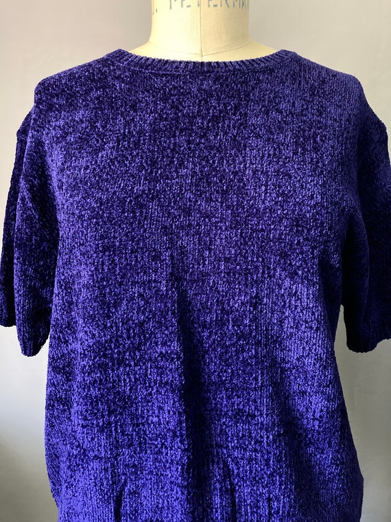 Vintage 90’s Purple Knit Short Sleeve Pullover Sw… - image 2