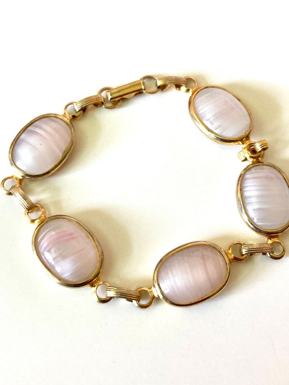 Vintage 60’s Sarah Coventry Pink Rose Quartz Link… - image 2