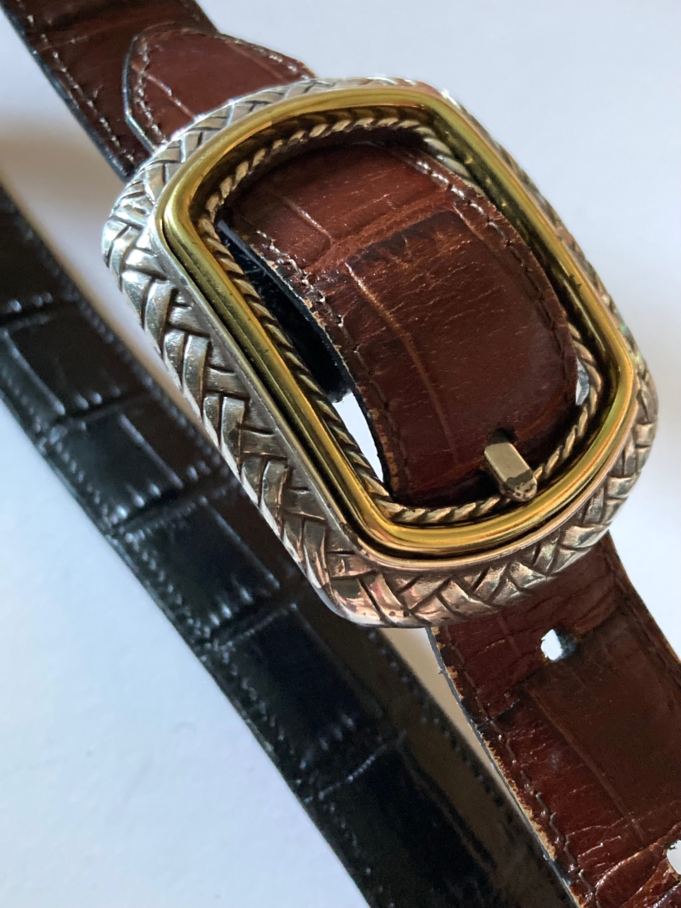 高級品市場 Vintage 80's Belt Leather Brown or Black Reversible Brighton 小物