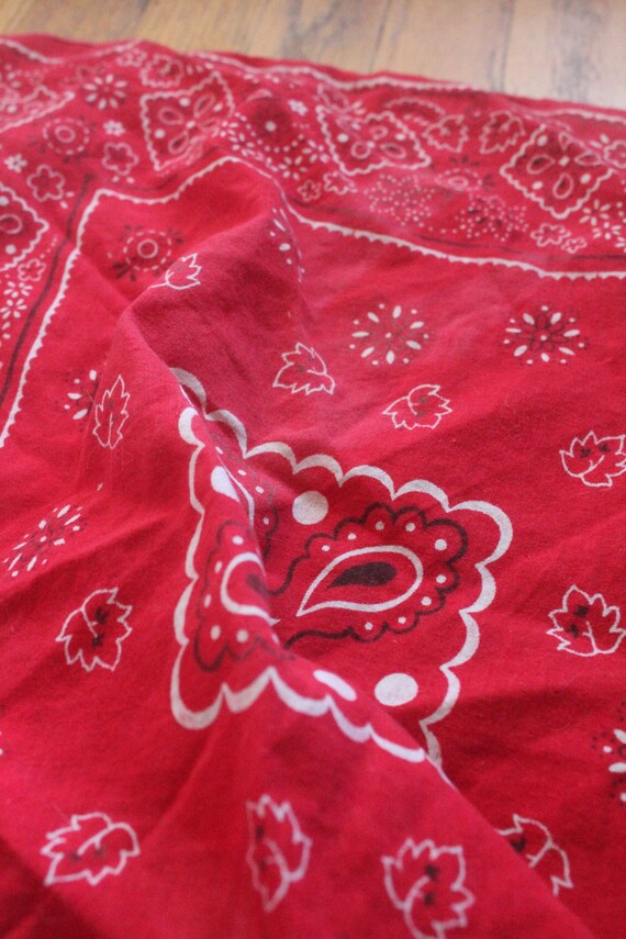 Vintage 50's/60's Red Bandana 100 Percent Cotton … - image 5