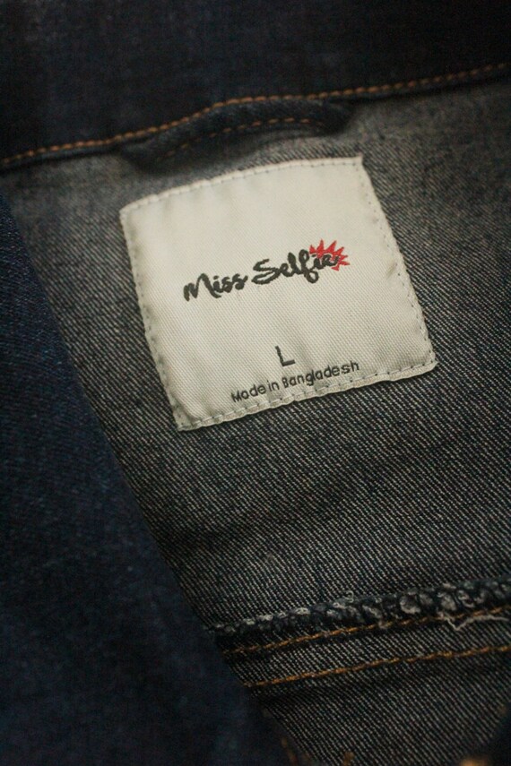 Vintage 90's Dark Blue Jean Denim Stretch 35Butto… - image 9