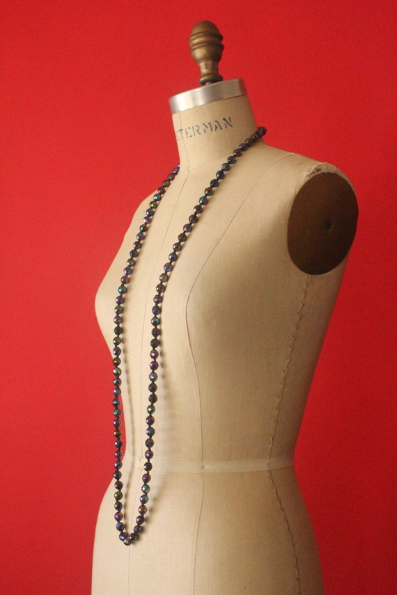 Vintage 30's Art Deco Black Beaded Faceted Carniva