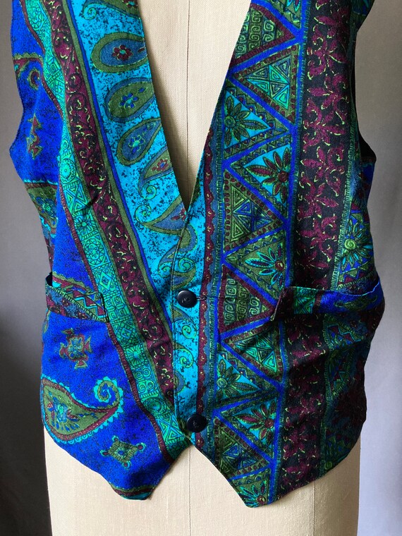 Vintage 80’s 90’s Paisley Rayon Button Up Vest by… - image 2