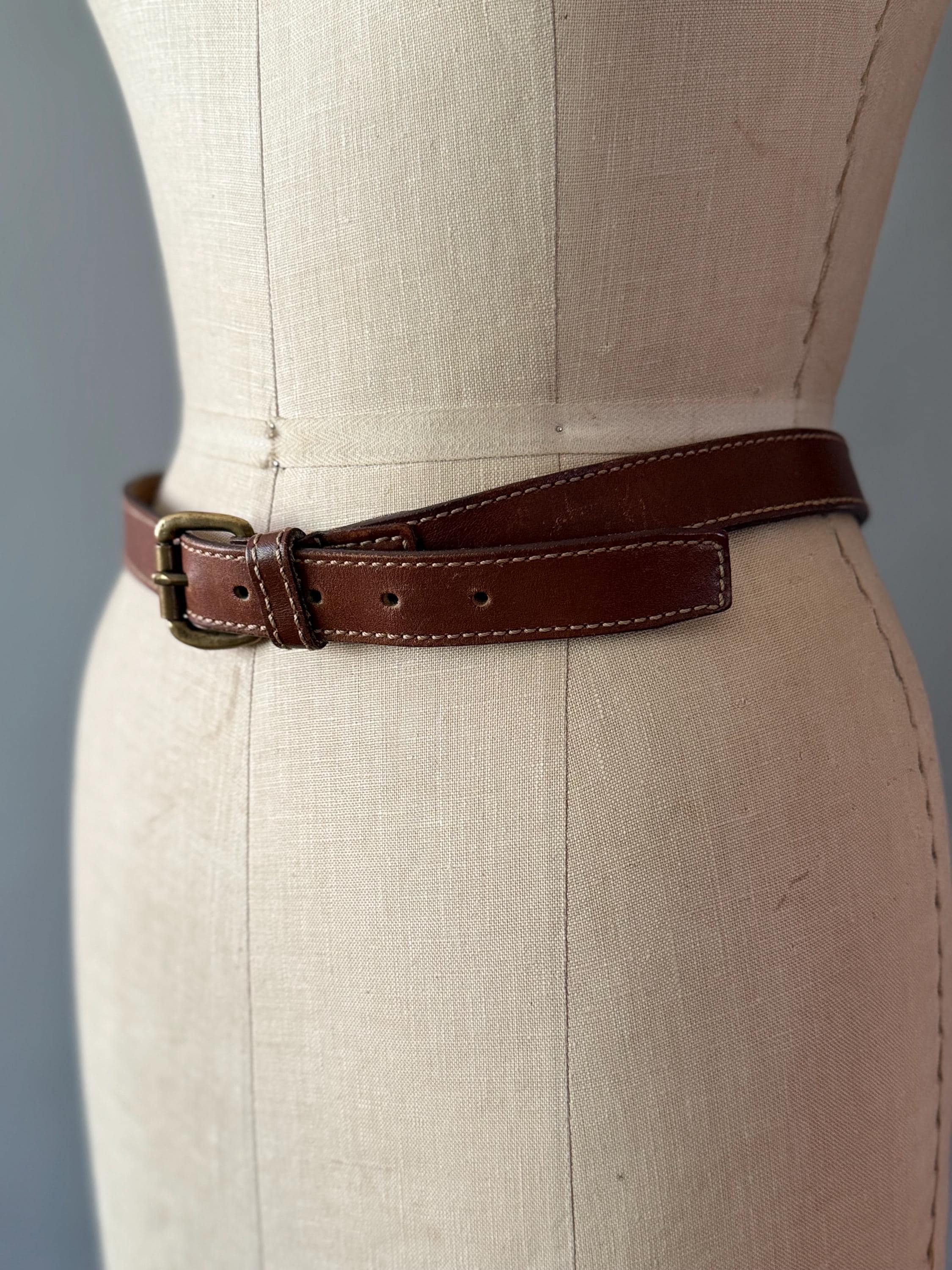 Vintage Patagonia Brown Leather Belt With Hidden Zipper 