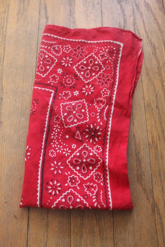 Vintage 50's/60's Red Bandana 100 Percent Cotton … - image 9