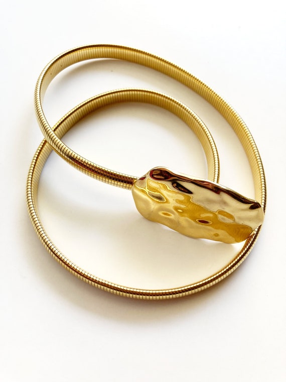 Vintage 70's Pauline Trigere Gold Abstract Design… - image 2