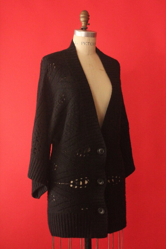 Rebecas Vintage 90's Black Knit Button Up Alpaca and Merino Rebecas Vintage 90's Black Knit Button Up Alpaca and Merino