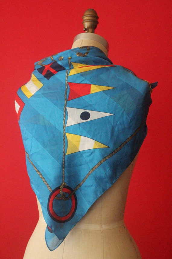 Vintage 80's Blue, Red and Yellow Nautical Anchor… - image 8