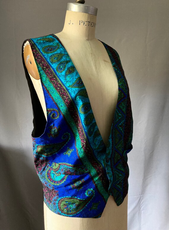 Vintage 80’s 90’s Paisley Rayon Button Up Vest by… - image 8