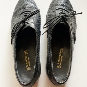 Vintage 70-/80-tals R Martegani Boutique Line svarta vävda läder Oxfords med snörning, loafers storlek 10, tillverkade i Italien bild 10