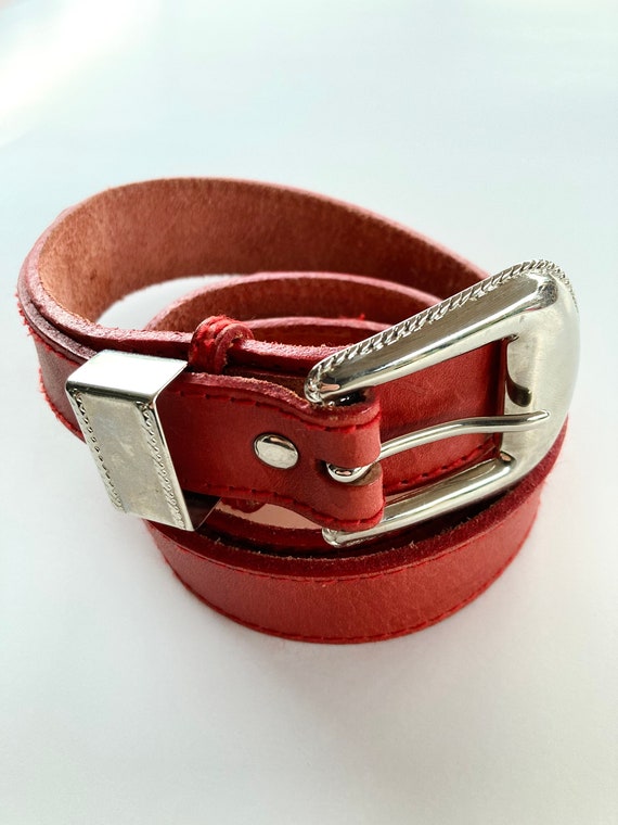 Vintage 80’s Western Red Leather Ranger Belt by C… - image 1