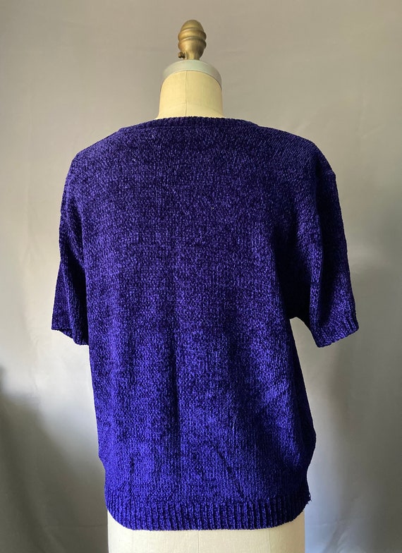 Vintage 90’s Purple Knit Short Sleeve Pullover Sw… - image 9