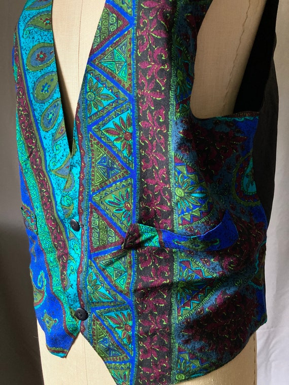 Vintage 80’s 90’s Paisley Rayon Button Up Vest by… - image 5