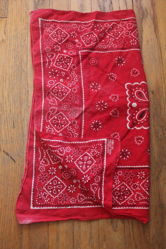 Vintage 50's/60's Red Bandana 100 Percent Cotton … - image 8
