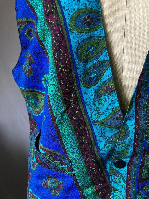 Vintage 80’s 90’s Paisley Rayon Button Up Vest by… - image 3