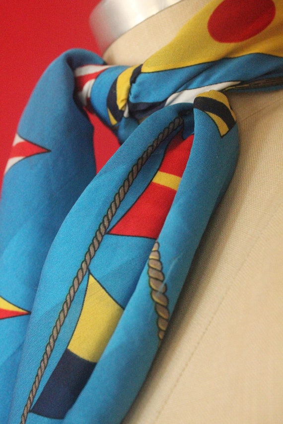 Vintage 80's Blue, Red and Yellow Nautical Anchor… - image 2