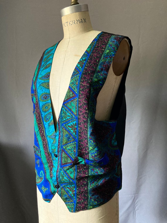 Vintage 80’s 90’s Paisley Rayon Button Up Vest by… - image 4