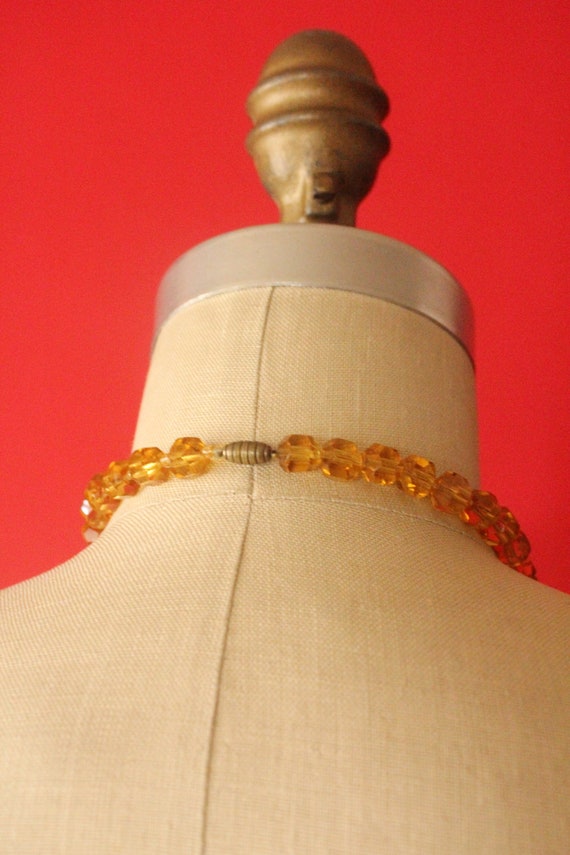 Vintage 30's Art Deco Amber Faceted Glass Beaded … - image 8