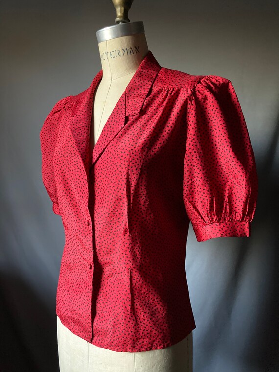 Vintage 80’s L’Tonary Red and Black Abstract Flor… - image 5