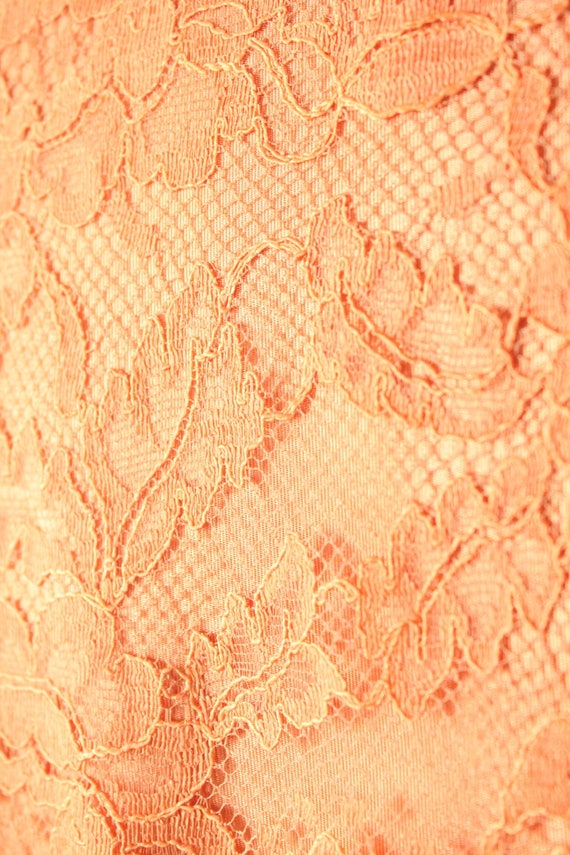 Vintage 40's Peach Lace and Pleated Chiffon Gown … - image 6