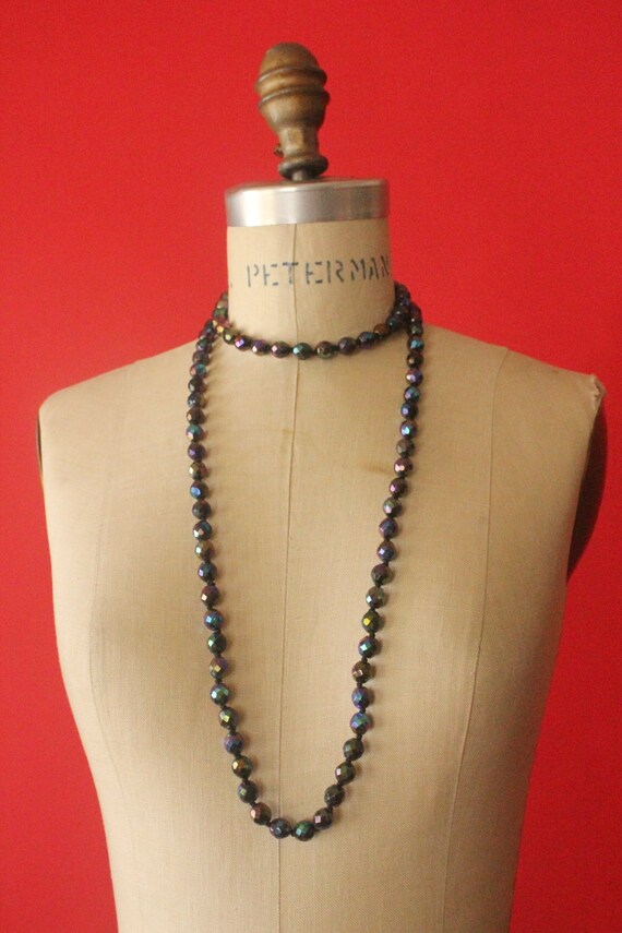 Vintage 30's Art Deco Black Beaded Faceted Carniv… - image 7