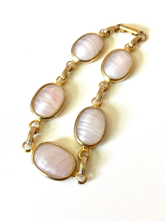 Vintage 60’s Sarah Coventry Pink Rose Quartz Link… - image 5