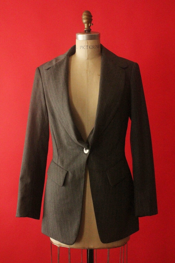 Vintage 90's Grey Pin Stripe Blazer Jacket by Wayn