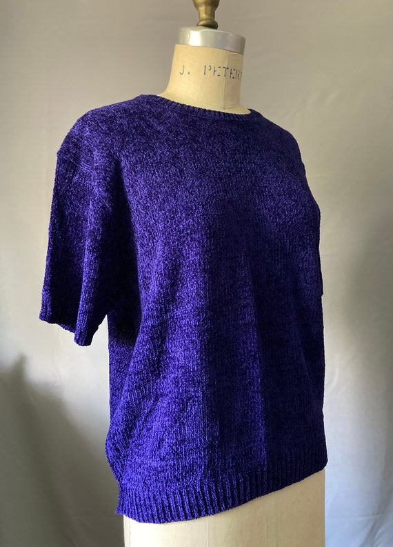 Vintage 90’s Purple Knit Short Sleeve Pullover Sw… - image 7