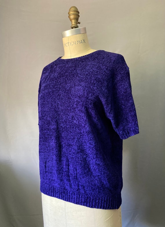 Vintage 90’s Purple Knit Short Sleeve Pullover Sw… - image 4