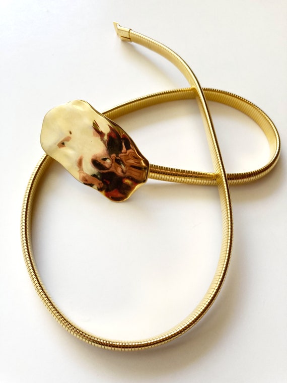 Vintage 70's Pauline Trigere Gold Abstract Design… - image 1