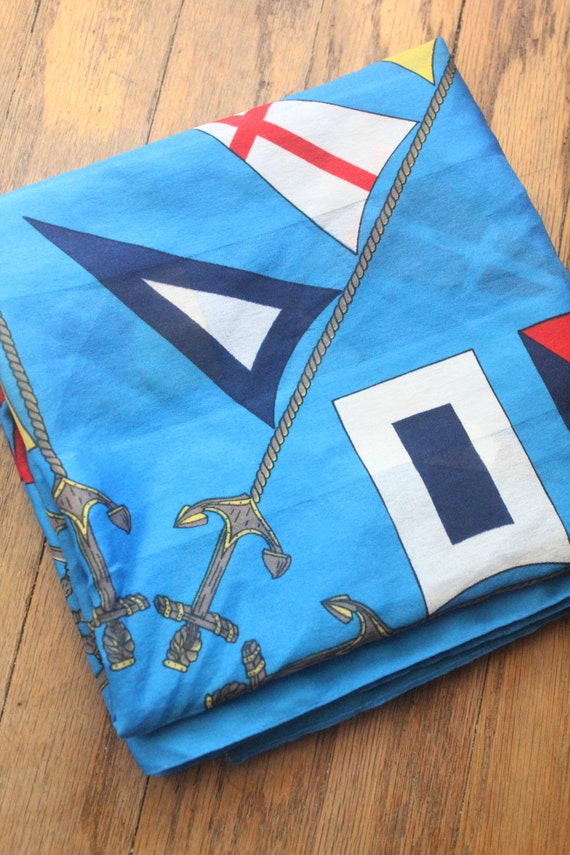 Vintage 80's Blue, Red and Yellow Nautical Anchor… - image 3