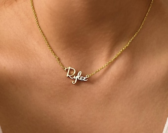 Regali personalizzati, Collana con nome per lei, Collane con nome personalizzato, Collane con nome in corsivo, Collana con targhetta personalizzata per la mamma