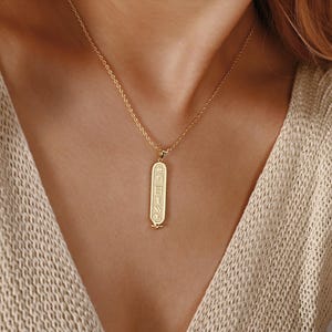 18k Gold Egyptian Cartouche Necklace, Gold Egyptian Jewelry, Egyptian Hieroglyphs Name Necklace, Egyptian Symbols Necklace, Ancient Egyptian