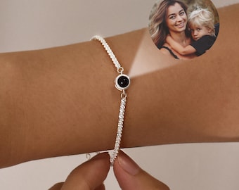 Projection Bracelet with Picture Inside, Mom Photo Bracelets, Memorial Gift for Loved Ones,  Birthday Gift for Mom, Memorial Jewelry