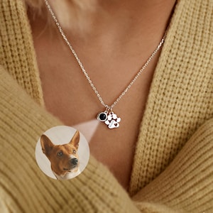 Pet Photo Projection Necklace, Paw Name Projection Necklace with Heart, Pet Picture Jewellery, Cat Dog Photo Necklace, Pet Memorial Gift